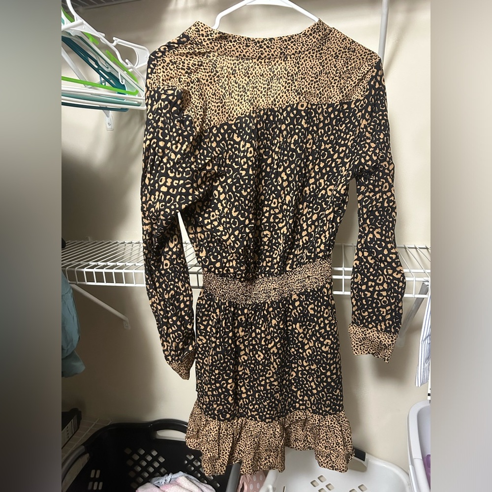 Zara Leopard Print Long Sleeve Dress - Picture 2 of 2